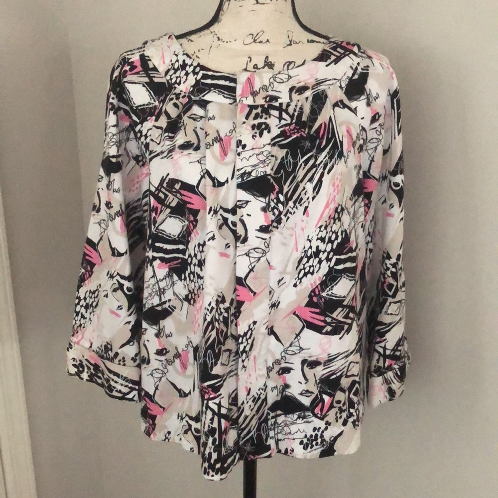 Retro Style Graffiti Street Art Print Swing Babydoll Top Jacket Size XL Pink Blk